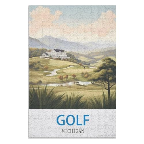 Puzzle für Erwachsene und Kinder ab 14 Jahren, 1000 StüCk，Golf Michigan，Lernspielzeug FüR Kinder 70x50，Papier Puzzle,AA-649 von XJUfW