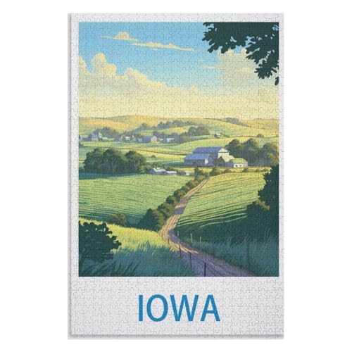 Puzzle für Erwachsene und Kinder ab 14 Jahren, 1000 StüCk，Iowa，Lernspielzeug FüR Kinder 52x38 Papier Puzzle,AA-721 von XJUfW