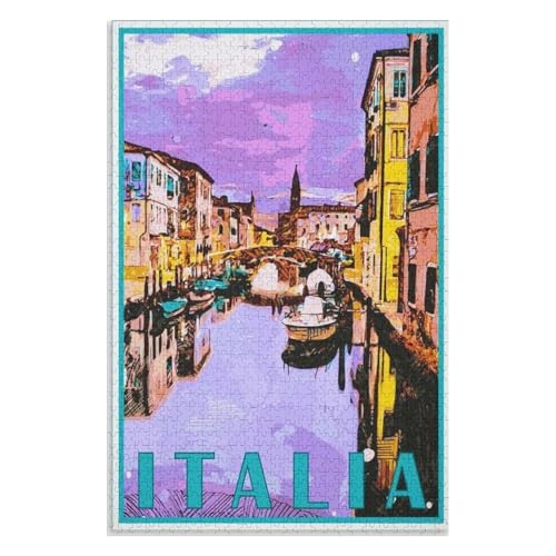 Puzzle für Erwachsene und Kinder ab 14 Jahren, 1000 StüCk，Italien，Lernspielzeug FüR Kinder 52x38 Papier Puzzle,AA-365 von XJUfW