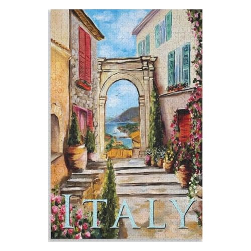 Puzzle für Erwachsene und Kinder ab 14 Jahren, 1000 StüCk，Italien，Lernspielzeug FüR Kinder 70x50，Papier Puzzle,AA-489 von XJUfW
