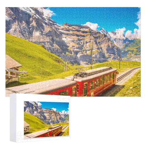 Puzzle für Erwachsene und Kinder ab 14 Jahren, 1000 StüCk，„Jungfraubahn Schweiz auf dem Weg zum Jungfraujoch, ，Lernspielzeug FüR Kinder 52x38 Papier Puzzle von XJUfW