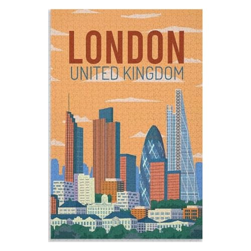 Puzzle für Erwachsene und Kinder ab 14 Jahren, 1000 StüCk，London，Lernspielzeug FüR Kinder 52x38 Papier Puzzle,AA-477 von XJUfW
