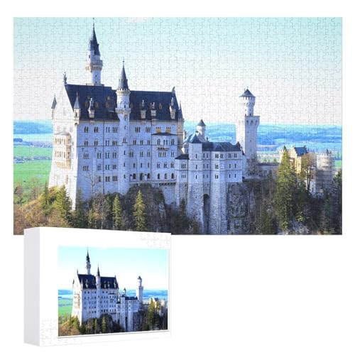 Puzzle für Erwachsene und Kinder ab 14 Jahren, 1000 StüCk，„Luftbild von Schloss Neuschwanstein, ，Lernspielzeug FüR Kinder 52x38 Papier Puzzle von XJUfW