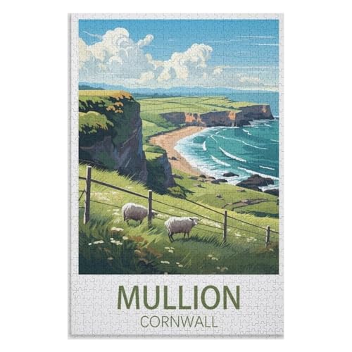 Puzzle für Erwachsene und Kinder ab 14 Jahren, 1000 StüCk，Mullion Cornwall，Lernspielzeug FüR Kinder 52x38 Papier Puzzle,AA-901 von XJUfW