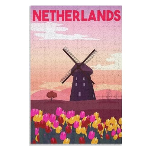 Puzzle für Erwachsene und Kinder ab 14 Jahren, 1000 StüCk，Niederlande，Lernspielzeug FüR Kinder 70x50，Papier Puzzle,AA-497 von XJUfW