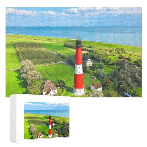 Puzzle für Erwachsene und Kinder ab 14 Jahren, 1000 StüCk，„Norddeutsche Idylle mit Leuchtturm und Sommeratmosphäre“，Lernspielzeug FüR Kinder 75x50，Holz Puzzle von XJUfW