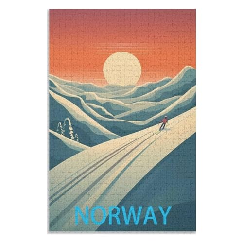 Puzzle für Erwachsene und Kinder ab 14 Jahren, 1000 StüCk，Norwegen，Lernspielzeug FüR Kinder 52x38 Papier Puzzle,AA-461 von XJUfW