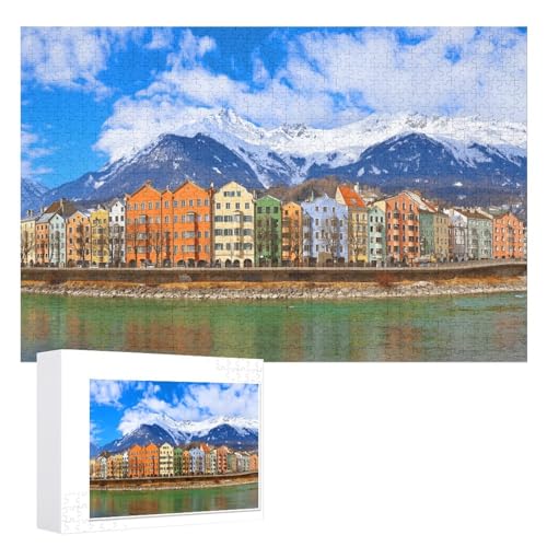 Puzzle für Erwachsene und Kinder ab 14 Jahren, 1000 StüCk，„Panoramablick auf Innsbruck, Österreich“ ，Lernspielzeug FüR Kinder 52x38 Papier Puzzle von XJUfW
