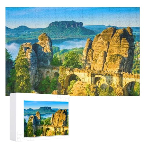 Puzzle für Erwachsene und Kinder ab 14 Jahren, 1000 StüCk，„Sonnenaufgang an der Bastei in der Sächsischen Schweiz, ，Lernspielzeug FüR Kinder 70x50，Papier Puzzle von XJUfW