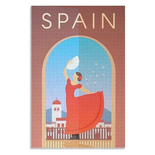 Puzzle für Erwachsene und Kinder ab 14 Jahren, 1000 StüCk，Spanien，Lernspielzeug FüR Kinder 38x26，Papier Puzzle,AA-485 von XJUfW