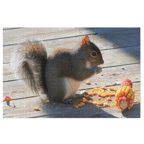 Puzzle für Erwachsene und Kinder ab 14 Jahren, 1000 StüCk，Squirrel Eating，Lernspielzeug FüR Kinder 52x38 Papier Puzzle von XJUfW