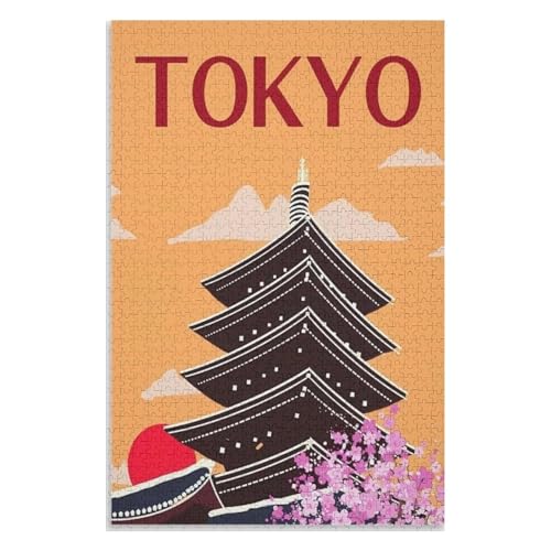 Puzzle für Erwachsene und Kinder ab 14 Jahren, 1000 StüCk，Tokio，Lernspielzeug FüR Kinder 75x50，Holz Puzzle,AA-481 von XJUfW