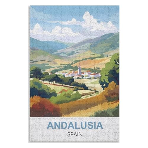 Wohnkultur Geburtstag ，Challenging Games Moderne Lernspiel Stress Relief ，1000 StüCk，Andalusien Spanien，Lernspielzeug FüR Kinder 75x50，Holz Puzzle,AA-1331 von XJUfW