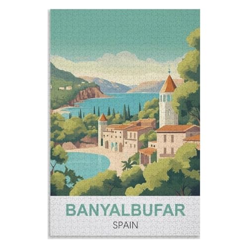 Wohnkultur Geburtstag ，Challenging Games Moderne Lernspiel Stress Relief ，1000 StüCk，Banyalbufar Spanien，Lernspielzeug FüR Kinder 75x50，Holz Puzzle,AA-1343 von XJUfW