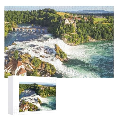 Wohnkultur Geburtstag ，Challenging Games Moderne Lernspiel Stress Relief ，1000 StüCk，„Beeindruckender Rheinfall bei Schaffhausen, Schweiz“ ，Lernspielzeug FüR Kinder 52x38 von XJUfW