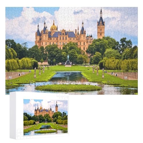 Wohnkultur Geburtstag ，Challenging Games Moderne Lernspiel Stress Relief ，1000 StüCk，„Das märchenhafte Schloss in Schwerin“ ，Lernspielzeug FüR Kinder 52x38 Papier Puzzle von XJUfW
