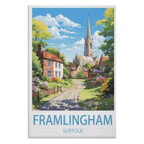 Wohnkultur Geburtstag ，Challenging Games Moderne Lernspiel Stress Relief ，1000 StüCk，Framlingham Suffolk，Lernspielzeug FüR Kinder 52x38 Papier Puzzle,AA-919 von XJUfW