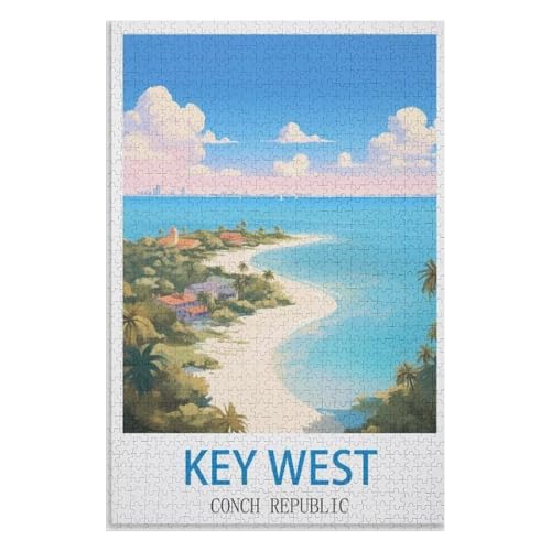 Wohnkultur Geburtstag ，Challenging Games Moderne Lernspiel Stress Relief ，1000 StüCk，Key West Conch Republic，Lernspielzeug FüR Kinder 70x50，Papier Puzzle,AA-1427 von XJUfW