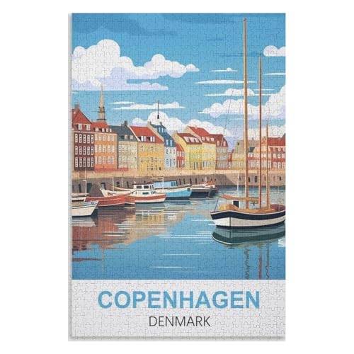 Wohnkultur Geburtstag ，Challenging Games Moderne Lernspiel Stress Relief ，1000 StüCk，Kopenhagen Dänemark，Lernspielzeug FüR Kinder 70x50，Papier Puzzle,AA-1271 von XJUfW