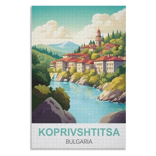 Wohnkultur Geburtstag ，Challenging Games Moderne Lernspiel Stress Relief ，1000 StüCk，Koprivshtitsa Bulgarien，Lernspielzeug FüR Kinder 70x50，Papier Puzzle,AA-1059 von XJUfW