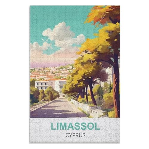 Wohnkultur Geburtstag ，Challenging Games Moderne Lernspiel Stress Relief ，1000 StüCk，Limassol Zypern，Lernspielzeug FüR Kinder 52x38 Papier Puzzle,AA-1083 von XJUfW