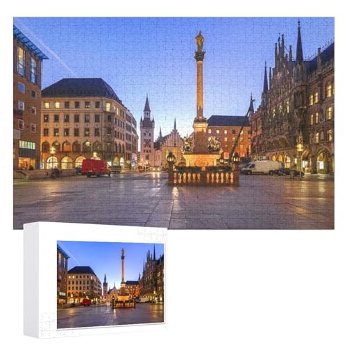 Wohnkultur Geburtstag ，Challenging Games Moderne Lernspiel Stress Relief ，1000 StüCk，„Münchner Altstadt am Marienplatz bei Sonnenaufgang“ ，Lernspielzeug FüR Kinder 52x38 von XJUfW