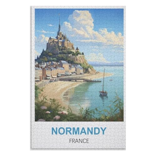 Wohnkultur Geburtstag ，Challenging Games Moderne Lernspiel Stress Relief ，1000 StüCk，Normandie Frankreich，Lernspielzeug FüR Kinder 70x50，Papier Puzzle,AA-1407 von XJUfW