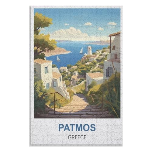 Wohnkultur Geburtstag ，Challenging Games Moderne Lernspiel Stress Relief ，1000 StüCk，Patmos Griechenland，Lernspielzeug FüR Kinder 52x38 Papier Puzzle,AA-1403 von XJUfW