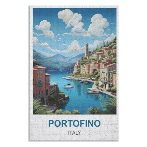 Wohnkultur Geburtstag ，Challenging Games Moderne Lernspiel Stress Relief ，1000 StüCk，Portofino Italien，Lernspielzeug FüR Kinder 70x50，Papier Puzzle,AA-1415 von XJUfW