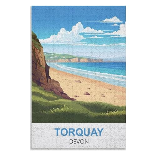 Wohnkultur Geburtstag ，Challenging Games Moderne Lernspiel Stress Relief ，1000 StüCk，Torquay Devon，Lernspielzeug FüR Kinder 52x38 Papier Puzzle,AA-1351 von XJUfW