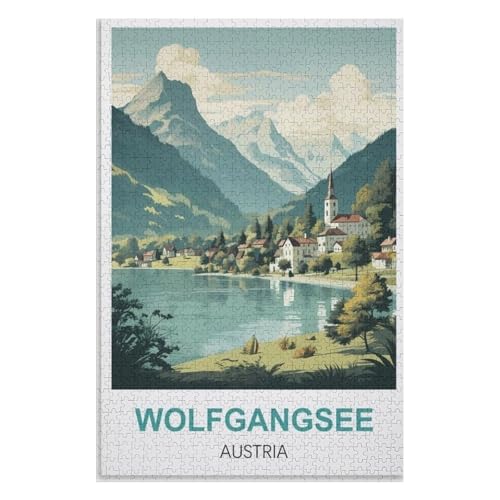 Wohnkultur Geburtstag ，Challenging Games Moderne Lernspiel Stress Relief ，1000 StüCk，Wolfgangsee Österreich，Lernspielzeug FüR Kinder 75x50，Holz Puzzle,AA-1387 von XJUfW