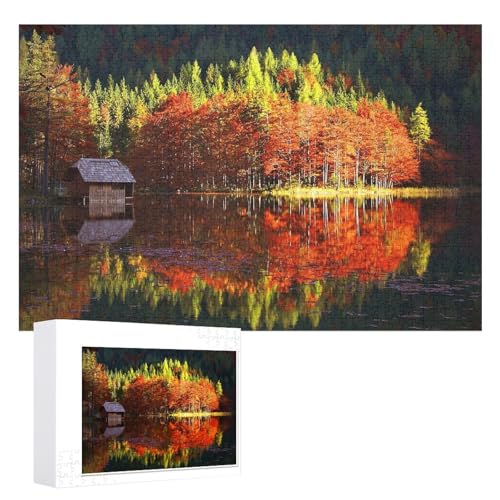 Wohnkultur Geburtstag ，Challenging Games Moderne Lernspiel Stress Relief ，1000 StüCk，„Wunderschöne Herbstlandschaft am See“，Lernspielzeug FüR Kinder 38x26，Papier Puzzle von XJUfW