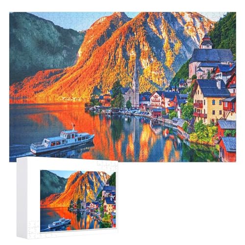 Wohnkultur Geburtstag ，Challenging Games Moderne Lernspiel Stress Relief ，1000 StüCk，„malerisches Ansichtskartenmotiv des Alpenortes,，Lernspielzeug FüR Kinder 52x38 Papier Puzzle von XJUfW