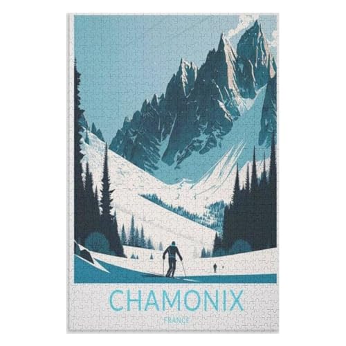 für Familie Freunde Dekorativ，1000 StüCk，Chamonix Frankreich，Lernspielzeug FüR Kinder 52x38 Papier Puzzle,AA-50 von XJUfW