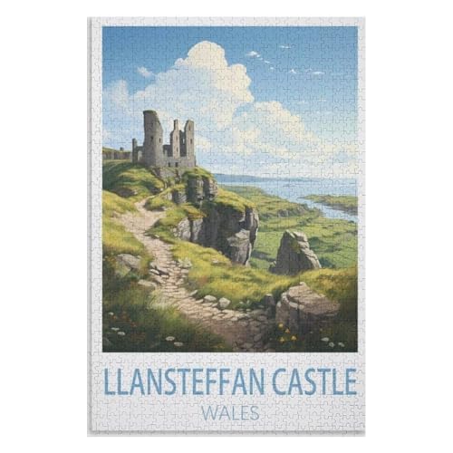 für Familie Freunde Dekorativ，1000 StüCk，Llansteffan Castle Wales，Lernspielzeug FüR Kinder 52x38 Papier Puzzle,AA-918 von XJUfW