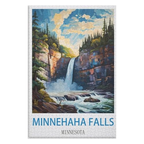 für Familie Freunde Dekorativ，1000 StüCk，Minnehaha Falls Minnesota，Lernspielzeug FüR Kinder 70x50，Papier Puzzle,AA-614 von XJUfW