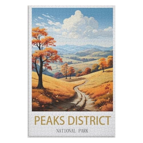 für Familie Freunde Dekorativ，1000 StüCk，Peak District Nationalpark，Lernspielzeug FüR Kinder 52x38 Papier Puzzle,AA-830 von XJUfW