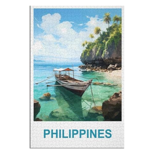 für Familie Freunde Dekorativ，1000 StüCk，Philippinen，Lernspielzeug FüR Kinder 38x26，Papier Puzzle,AA-970 von XJUfW