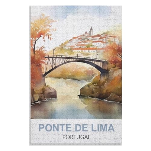 für Familie Freunde Dekorativ，1000 StüCk，Ponte De Lima Portugal，Lernspielzeug FüR Kinder 75x50，Holz Puzzle,AA-1058 von XJUfW
