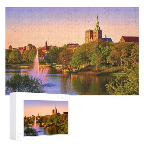 für Familie Freunde Dekorativ，1000 StüCk，„Stralsund am Abend“ ，Lernspielzeug FüR Kinder 70x50，Papier Puzzle von XJUfW