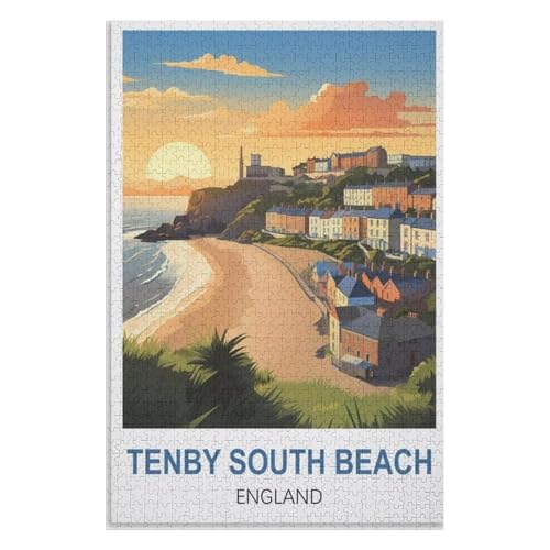 für Familie Freunde Dekorativ，1000 StüCk，Tenby Südstrand England，Lernspielzeug FüR Kinder 70x50，Papier Puzzle,AA-1014 von XJUfW