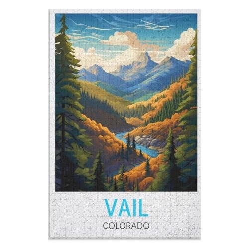 für Familie Freunde Dekorativ，1000 StüCk，Vail Colorado，Lernspielzeug FüR Kinder 52x38 Papier Puzzle,AA-298 von XJUfW