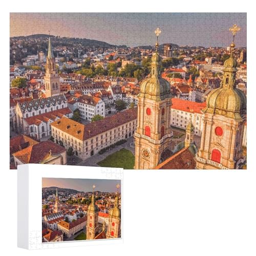 für Familie Freunde Dekorativ，1000 StüCk，„Wunderschöner Blick über St. Gallen, Schweiz“，Lernspielzeug FüR Kinder 70x50，Papier Puzzle von XJUfW