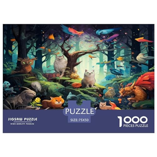 1000 Stück Wälder, Füchse Puzzle für Erwachsene und Kinder, kreatives rechteckiges Puzzle, Holzpuzzle, lustiges Lernspielzeug, 1000 Stück (75 x 50 cm) von XJmoney