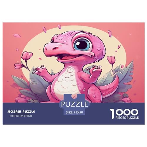 1000 Teile Cute_pink_Raptor Puzzle, kreative rechteckige Puzzles für Erwachsene und Kinder, große Puzzles für Familien-Lernspiel 1000 Teile (75 x 50 cm) von XJmoney