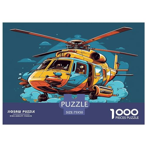 1000 Teile Hubschrauber-Puzzle, kreative rechteckige Puzzles für Erwachsene und Kinder, große Puzzles für Familien-Lernspiel 1000 Teile (75 x 50 cm) von XJmoney