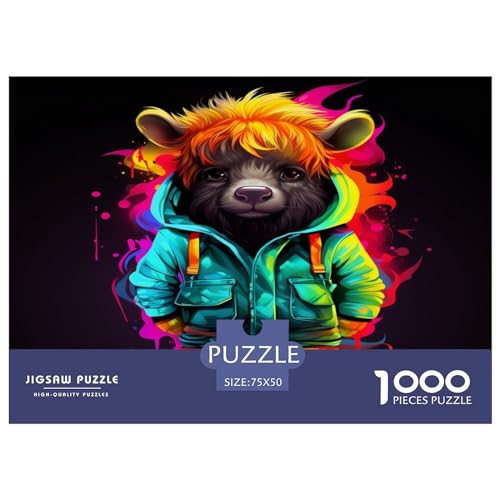 1000 Teile Puzzle Baby_Cow Puzzles für Erwachsene Holzbrettpuzzles Anspruchsvolles Spiel 1000 Teile (75x50cm) von XJmoney