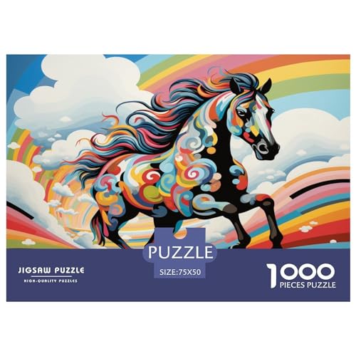 1000 Teile Puzzle Einhorn Puzzles für Erwachsene Holzbrettpuzzles Anspruchsvolles Spiel 1000 Teile (75x50cm) von XJmoney