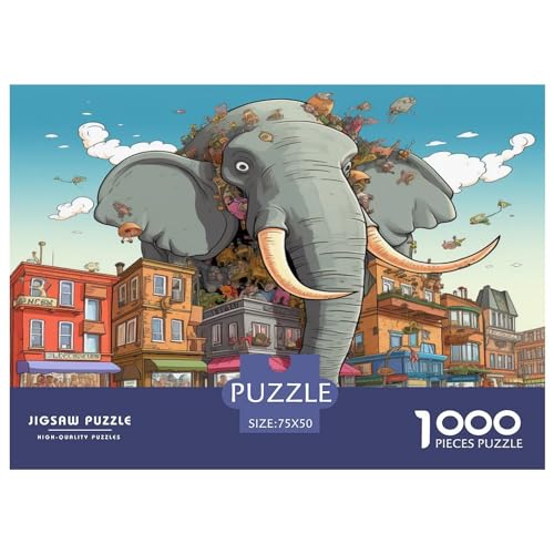 1000 Teile Puzzle Elefanten für Erwachsene Kinder Holzpuzzle Lernspielzeug 1000 Teile (75x50cm) von XJmoney