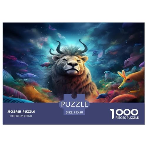 1000 Teile Puzzle mit Illustrationen von Tieren, kreative rechteckige Puzzles für Erwachsene und Kinder, große Puzzles für Familien-Lernspiel 1000 Teile (75 x 50 cm) von XJmoney